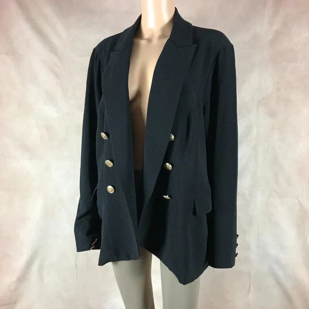 Estelle Plus Size Black Double-Breasted Blazer 2X/20W